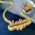 Personalized Gold Nameplate Necklace with Customizable Name